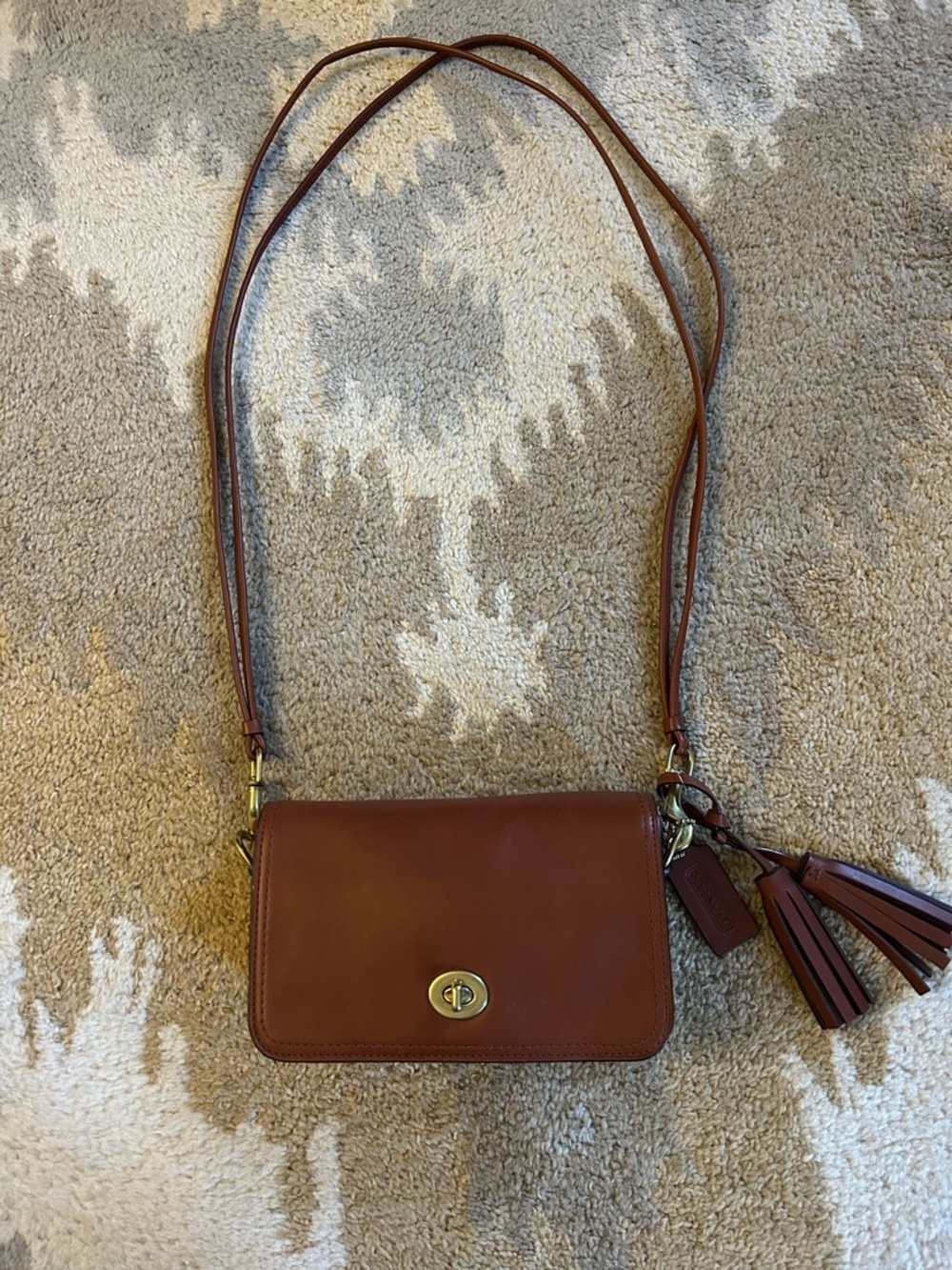 COACH Legacy Penny Crossbody Turnlock Purse Cognac Y2K NWOT!